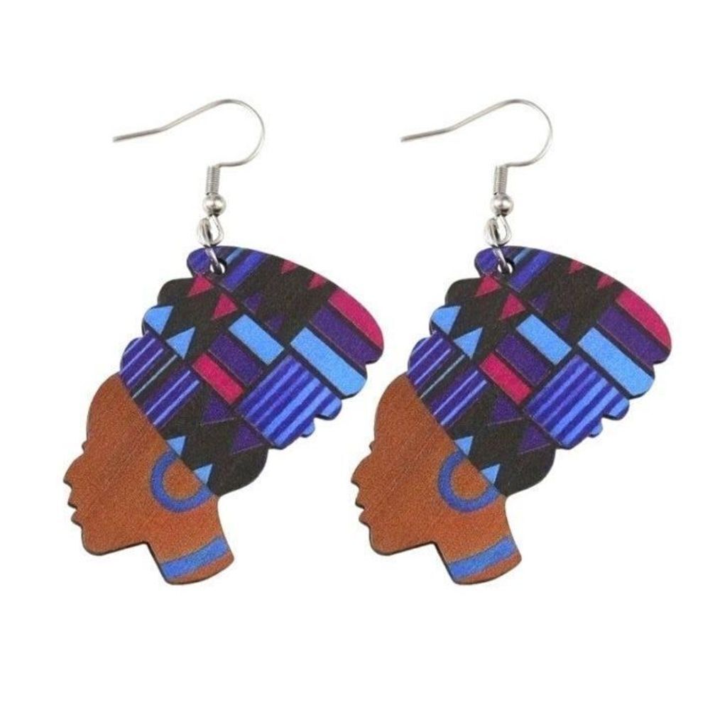 Ladies African festive colorful dangle earrings